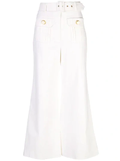 Shop Alexis Cropped Wide Leg Trousers In White