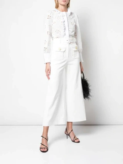 Shop Alexis Cropped Wide Leg Trousers In White