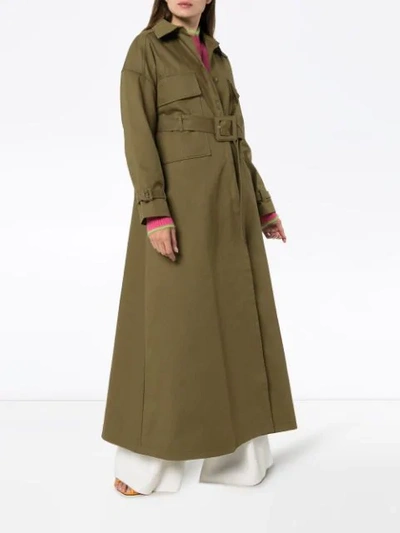 Shop Jacquemus Single-breasted Belted Trench Coat In Green