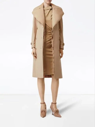 Shop Burberry Detachable Collar Cotton Gabardine Trench Coat In Neutrals