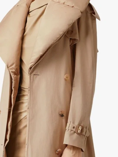Shop Burberry Detachable Collar Cotton Gabardine Trench Coat In Neutrals