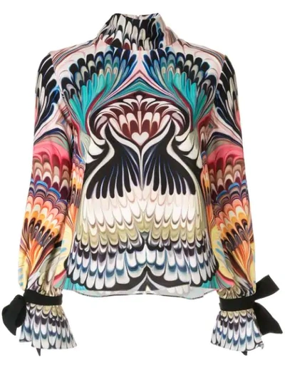 Shop Mary Katrantzou Geometric Long Sleeve Blouse In Color 013