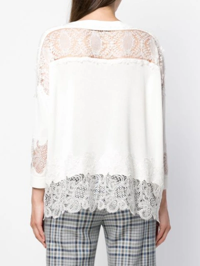 Shop Ermanno Scervino Lace Knit Sweater - White