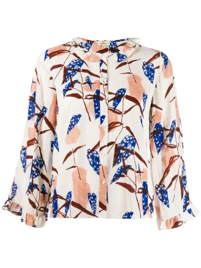 Shop Bellerose Floral Print Straight Shirt In White