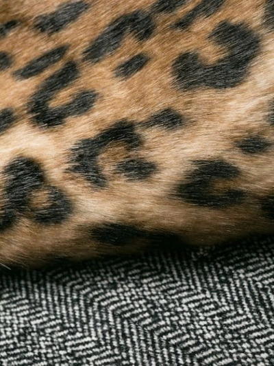 Shop N°21 Leopard Print Panel Coat In Grey