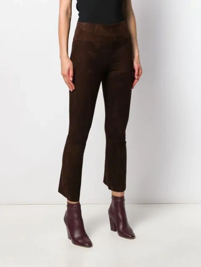 Shop Sprwmn Crop Flared Trousers In Brown