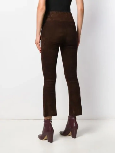 Shop Sprwmn Crop Flared Trousers In Brown