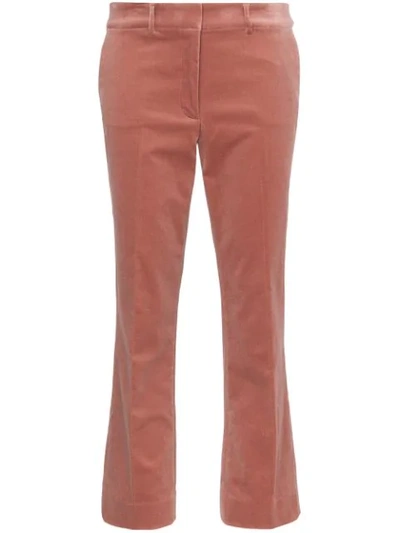 Shop Frame Velvet Cropped Trousers In Pink