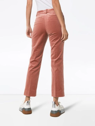 Shop Frame Velvet Cropped Trousers In Pink