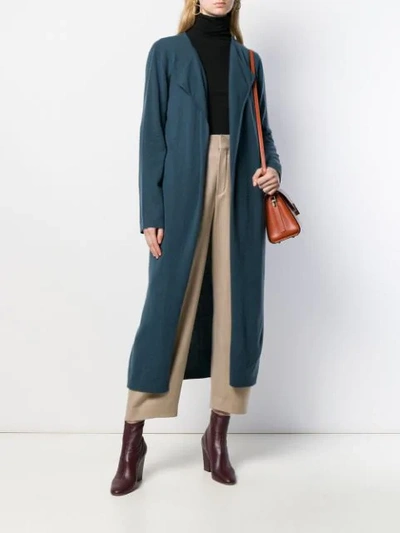 ALLUDE OPEN FRONT CARDI-COAT - 蓝色