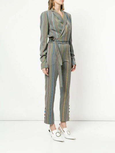 Shop Rosie Assoulin Striped Wrap Blazer - Grey