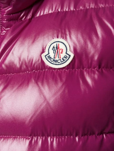 Shop Moncler Logo Patch Padded Gilet In 64b Purple
