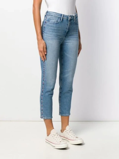 Shop Tommy Hilfiger Cropped Contrast Stitched Jeans In Blue