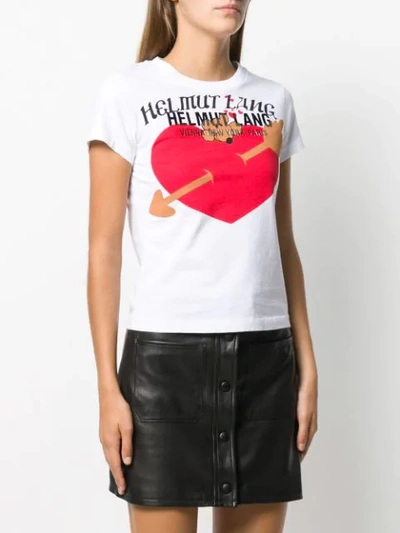 Shop Helmut Lang Heart Print T-shirt In White