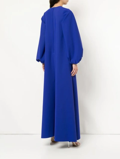 Shop Greta Constantine Ruffle Trim Sleeves Maxi Dress - Blue