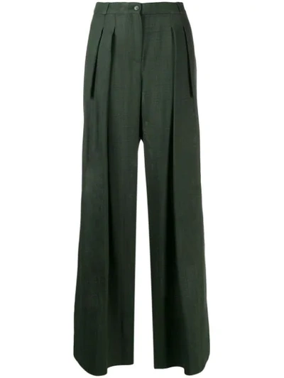 Shop Jacquemus High-waisted Wide-leg Trousers In Green