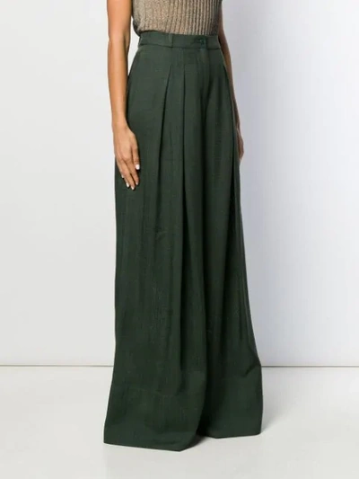 Shop Jacquemus High-waisted Wide-leg Trousers In Green