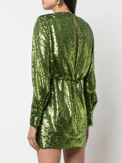 Shop Cinq À Sept Draped Embellished Dress In Green