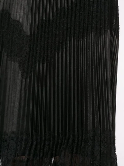 Shop Valentino Pleated Lace Trim Midi Skirt In Black