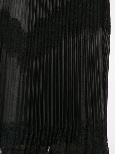 Valentino Pleated Lace Trim Midi Skirt In Black