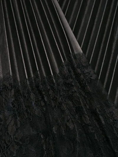 Valentino Pleated Lace Trim Midi Skirt In Black