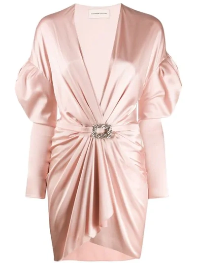 Shop Alexandre Vauthier Brooch Detail Dress In Pink