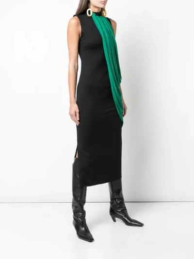 Shop Marina Moscone Two-tone Long Dress In Green