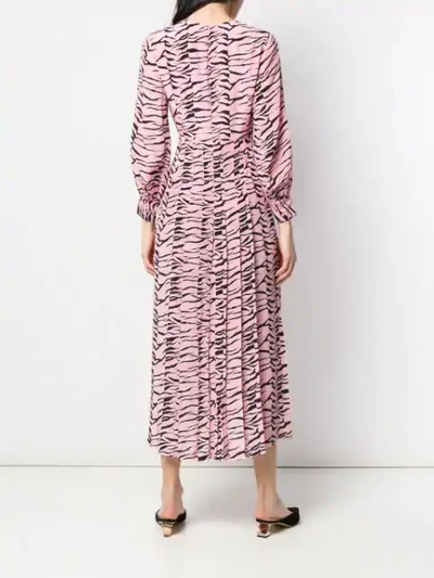 Shop Rixo London Tiger Print Flared Dress In Pink