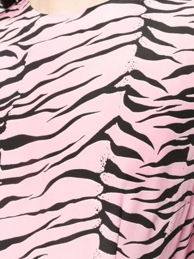 Shop Rixo London Tiger Print Flared Dress In Pink