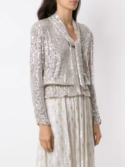 Shop Nk Blow Maiara Sequinned Blouse In Silver