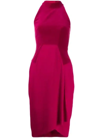 Shop Tom Ford Cady And Velvet Halterneck Dress In Pink