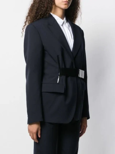 Shop Maison Margiela Contrast Belt Blazer In Blue