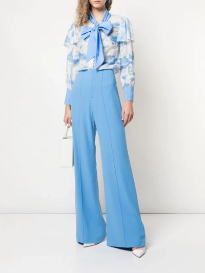 Shop Alice And Olivia Dylan Wide Leg Trousers In Cornflower