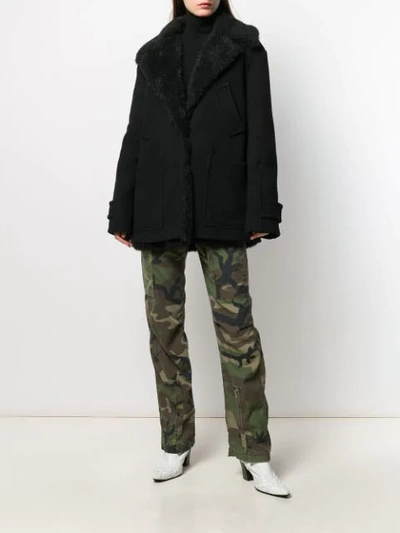 OFF-WHITE WOMAN EMBROIDERED PEACOAT - 黑色