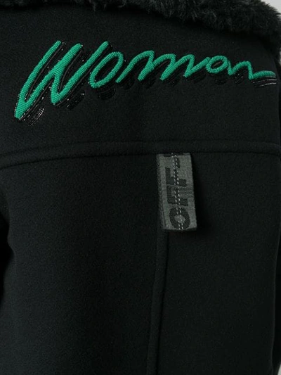 Shop Off-white Woman Embroidered Peacoat In Black