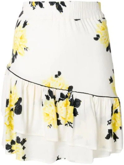 Shop Ganni Floral Ruffle Skirt - White