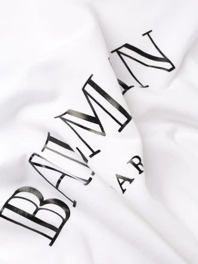 Shop Balmain Vintage Logo Print Sweatshirt In White