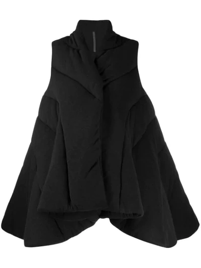 Shop Rick Owens Padded Draped Style Coat In Black