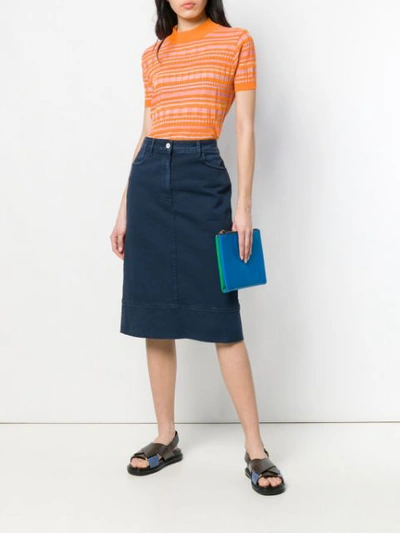 Shop Marni Straight Denim Skirt In Blue