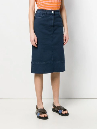 Shop Marni Straight Denim Skirt In Blue