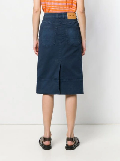 Shop Marni Straight Denim Skirt In Blue