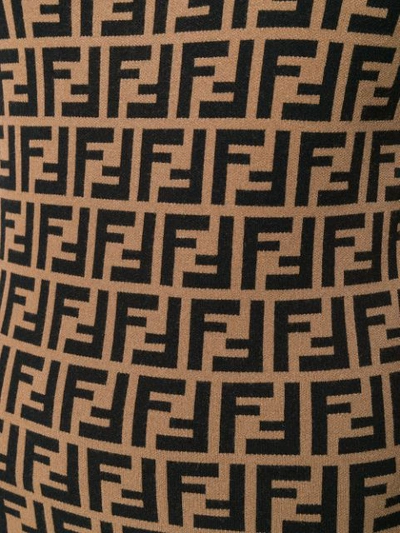 Shop Fendi Ff Logo Print Fitted Dress In Brown