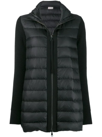 Shop Moncler Puffer Sweater In Black