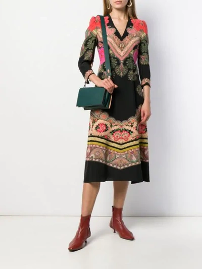 Shop Etro Fit And Flare Paisley Dress In Black