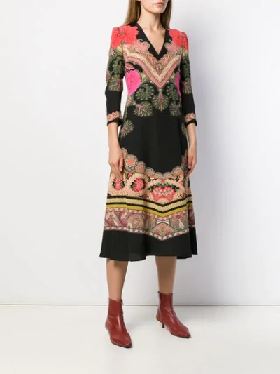 Shop Etro Fit And Flare Paisley Dress In Black