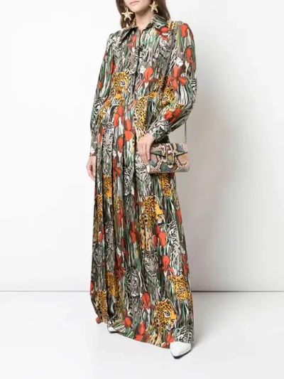 Shop Gucci Hidden Animal Maxi Dress In 2240 Beige/dk Orange Prt