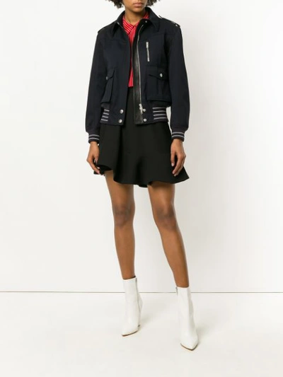 Givenchy Leather-trimmed Cotton-twill Jacket In Blue