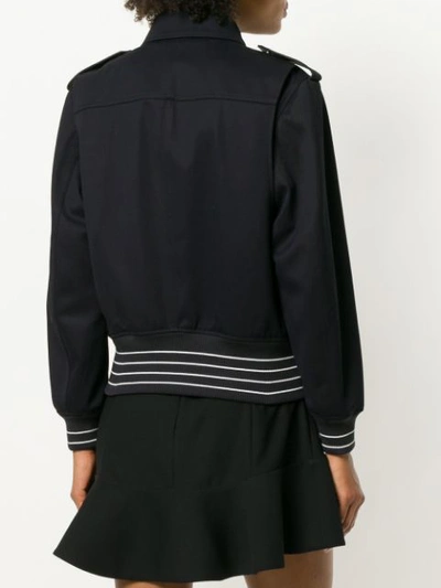 Givenchy Leather-trimmed Cotton-twill Jacket In Blue