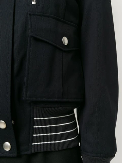 Givenchy Leather-trimmed Cotton-twill Jacket In Blue
