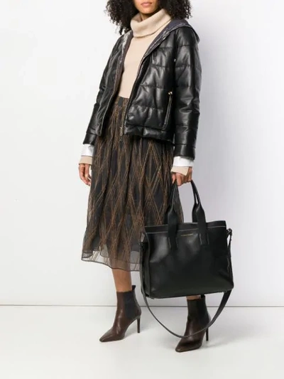 Shop Brunello Cucinelli Textured Check Midi Skirt In Black